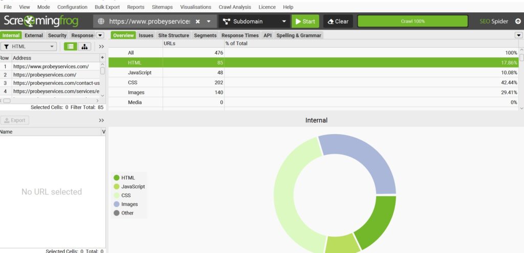 Screaming Frog SEO Spider for comprehensive site audits using advanced SEO tools