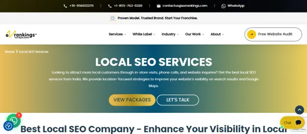 Local SEO page of EZRankings